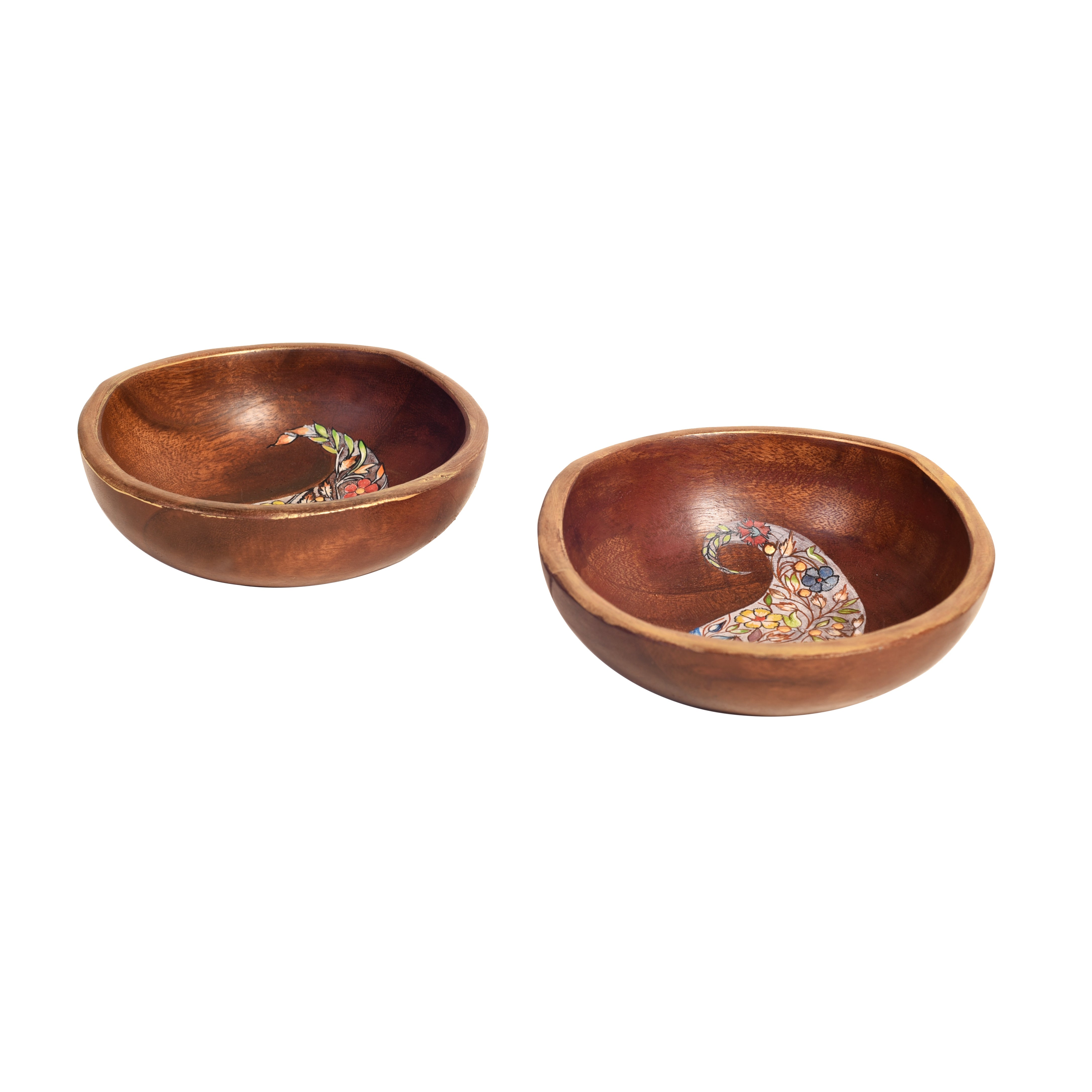 MANSA BOWLS with designer Paisley Motifs-Wooden-SET OF TWO