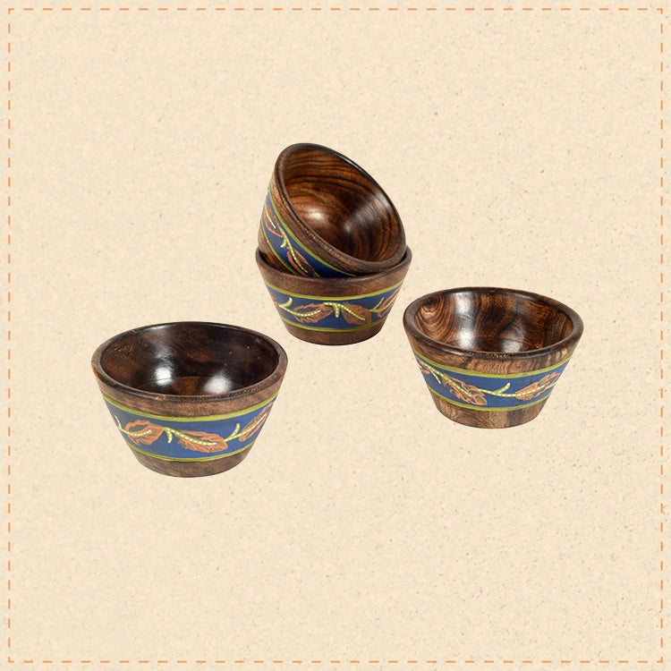 Hand-painted Wooden Autumn Leaf Bowls-Set of 4