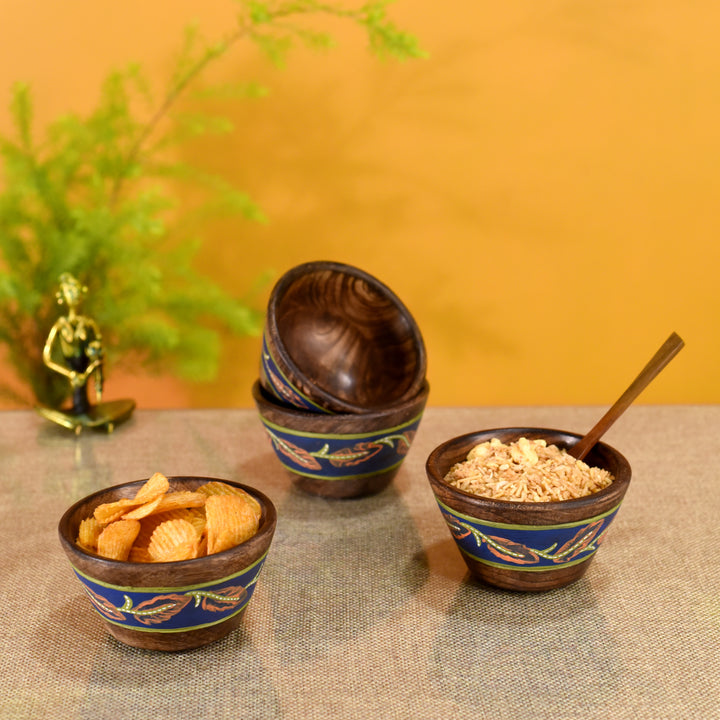 Hand-painted Wooden Autumn Leaf Bowls-Set of 4