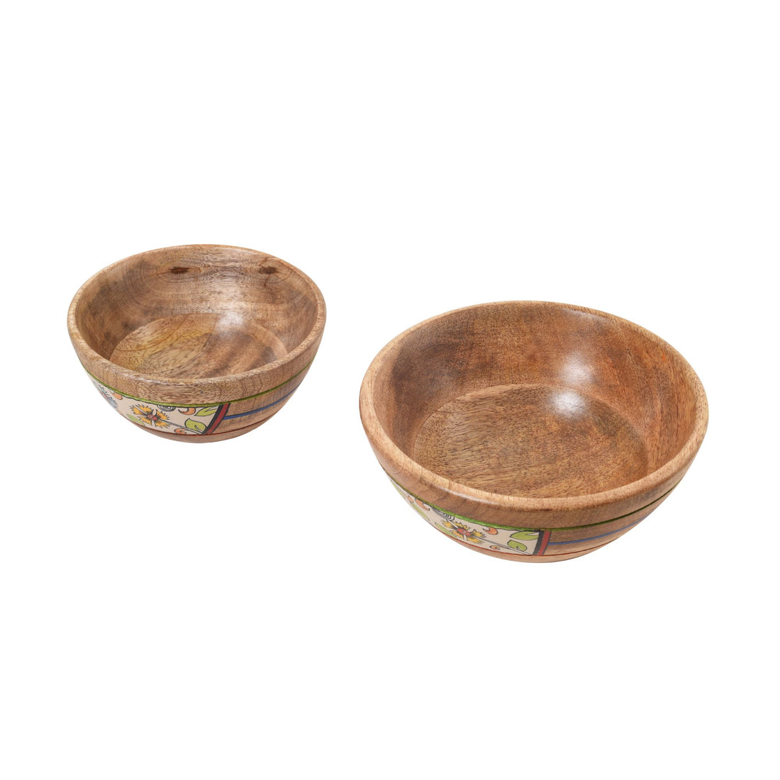 Artisan's Duo Hand-Painted Wooden Bowls