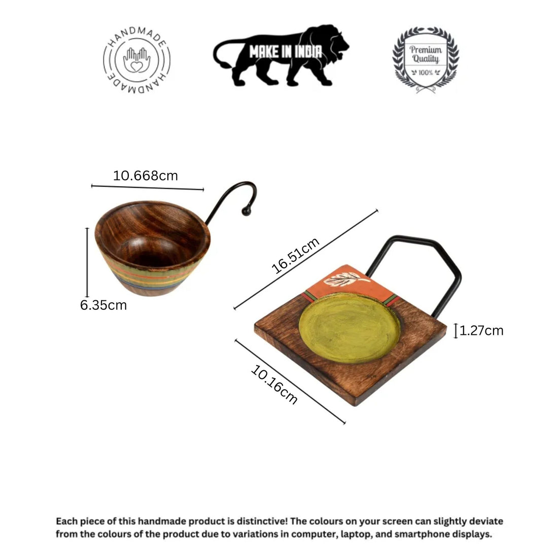 Hook-ed Snack Bowl with Square Tray Two Sets (6.5x4x4.5/6.5x4x4.5)