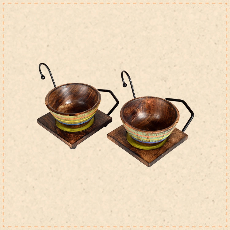 Hook-ed Snack Bowl with Square Tray Two Sets (6.5x4x4.5/6.5x4x4.5)