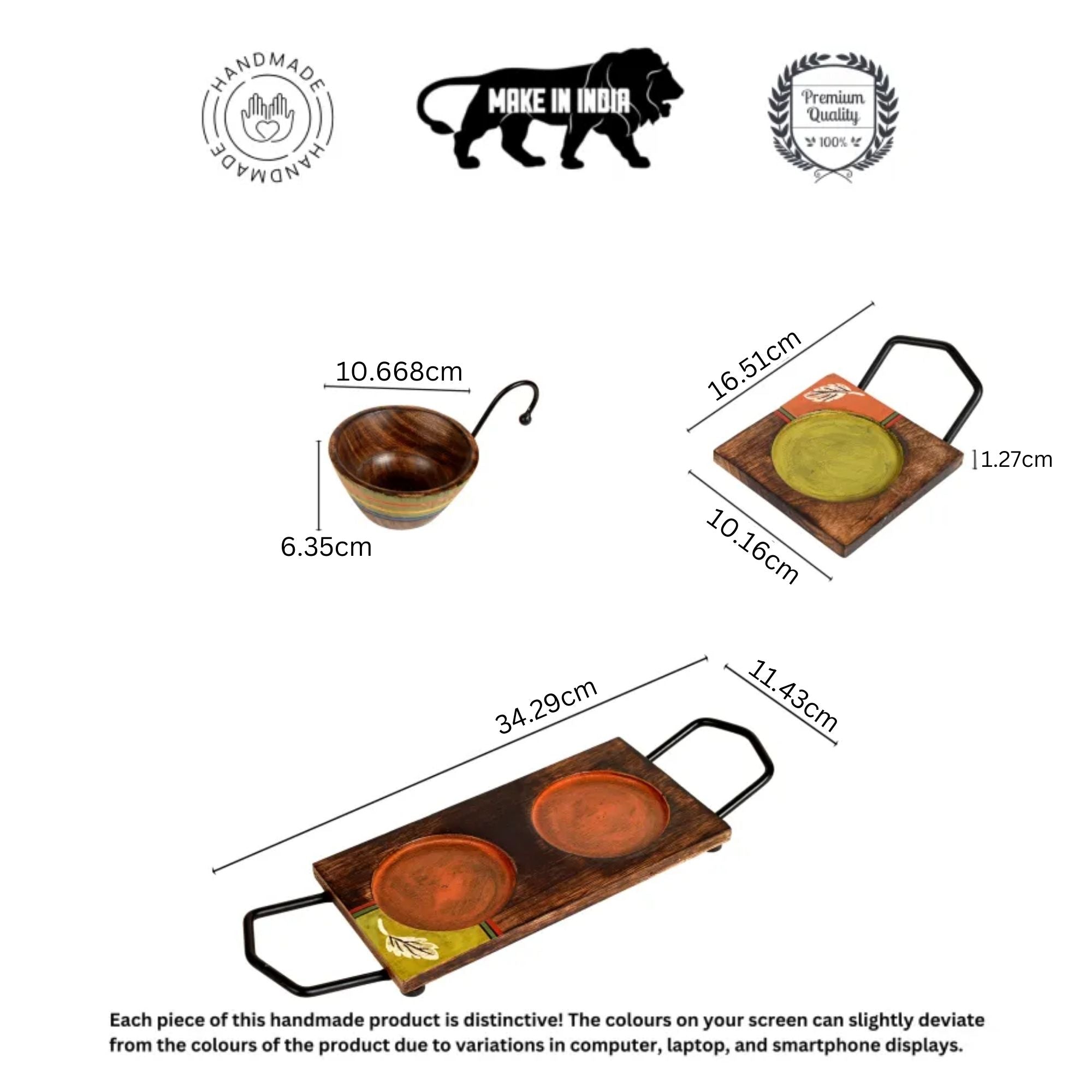 Hook-ed Snack Bowl with Square Tray Two Sets with One Holding Tray (6.5x4x4.5/13.5x4.5)