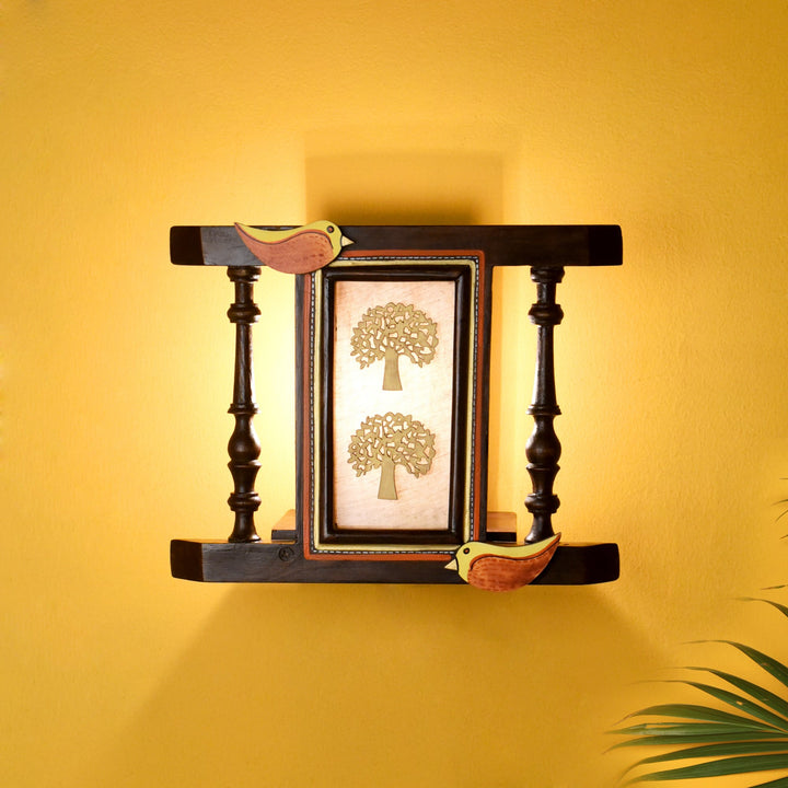 Handcrafted Love Birds Wall Lamp (9x5x8)