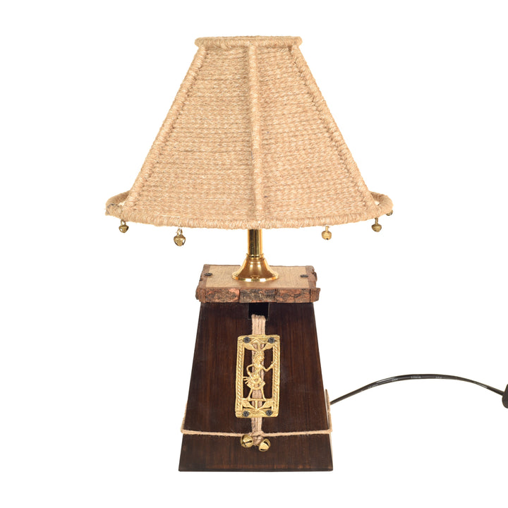 Handcrafted Dhokra Table Lamp W/Jute Shade (5.5x5x16)