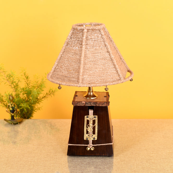 Handcrafted Dhokra Table Lamp W/Jute Shade (5.5x5x16)