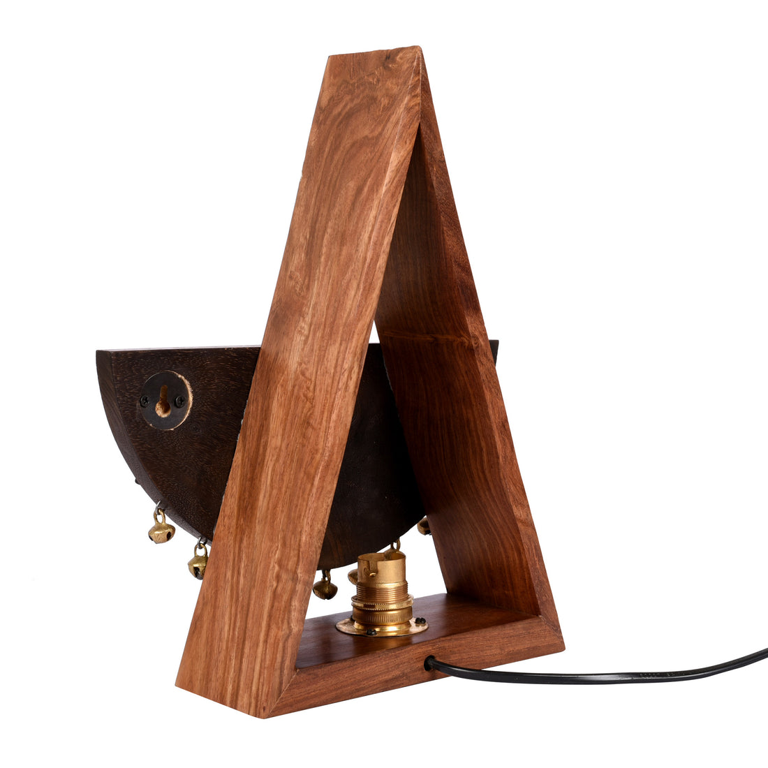 Table Lamp Handcrafted in Wood with Alpaca Motif (9.4x3.4x12")