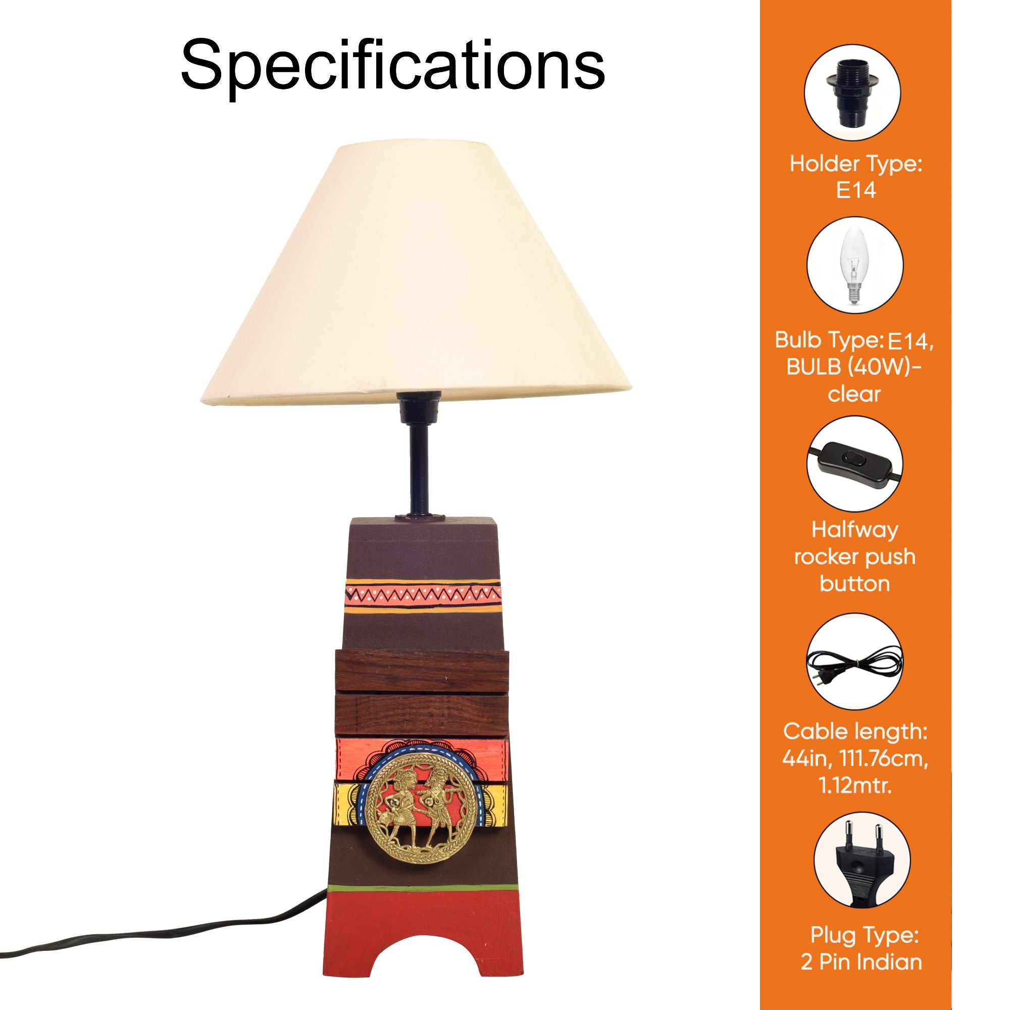 Handcrafted Wooden Table Lamp with Beige Shade, Artistic Bedside and Living Room Lighting