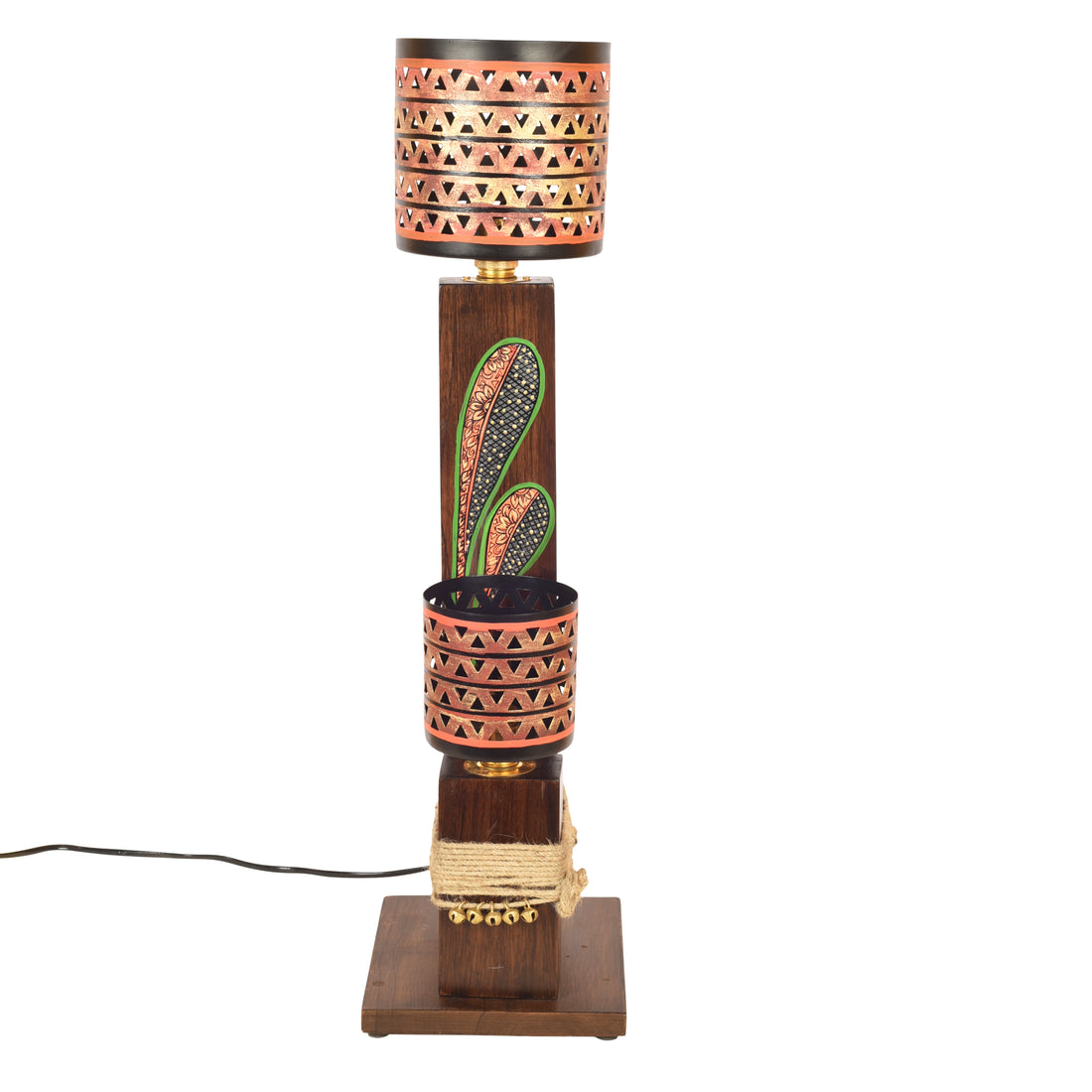 Walnut Flowers Twins Table Lamp