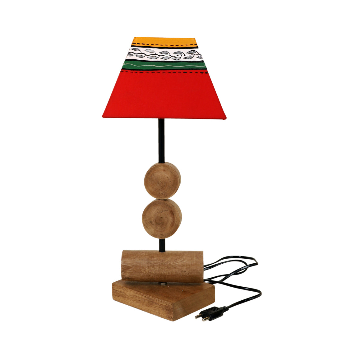 Tao II Wooden Table Lamp with Tapered Square Shade-Height - 19''