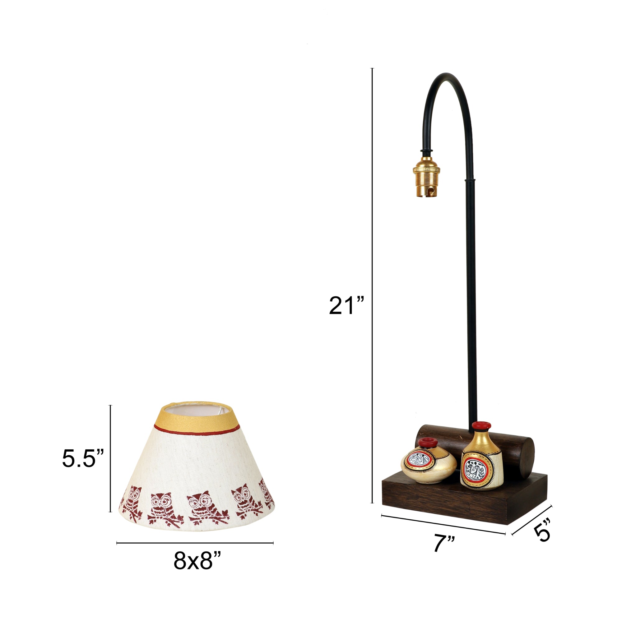 Yin & Yang Table Lamp with Tapered Drum Shade-Height - 21''