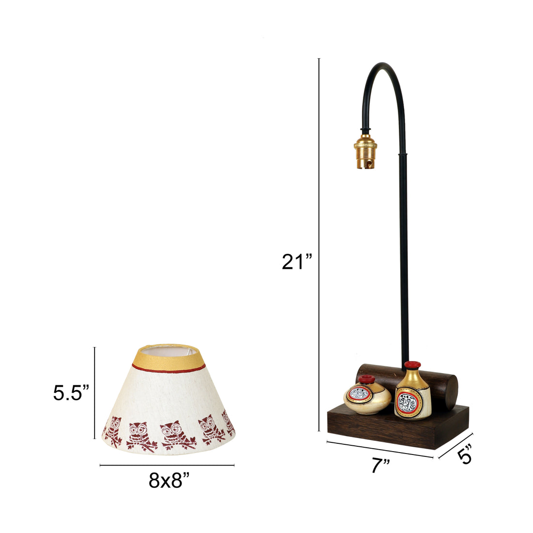 Yin & Yang Table Lamp with Tapered Drum Shade-Height - 21''