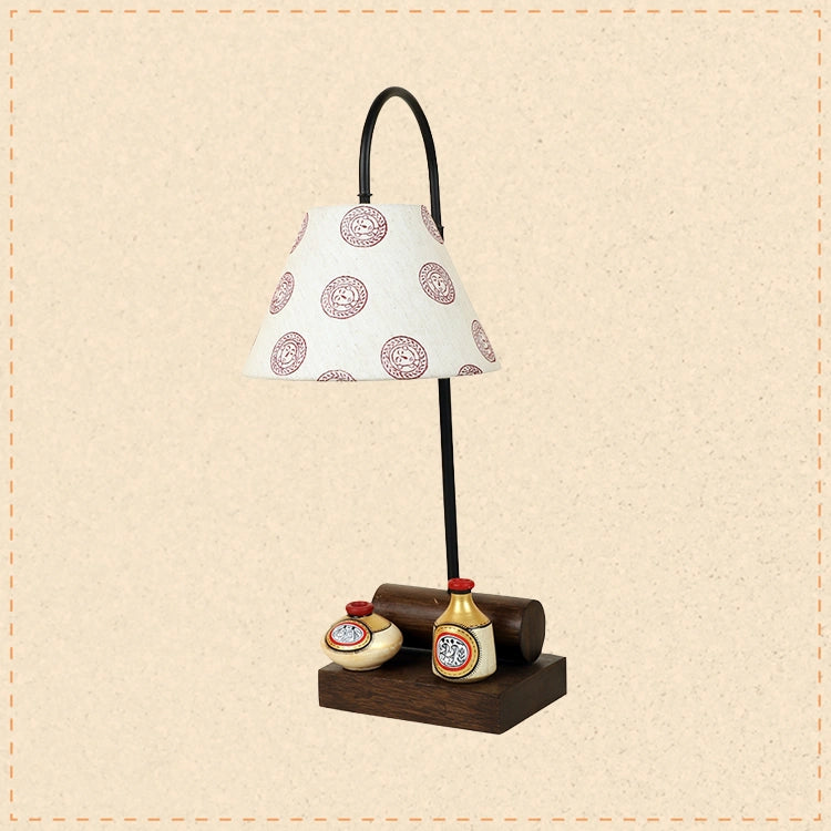 Yin & Yang II Table Lamp with Tapered Drum Shade-Height - 21''