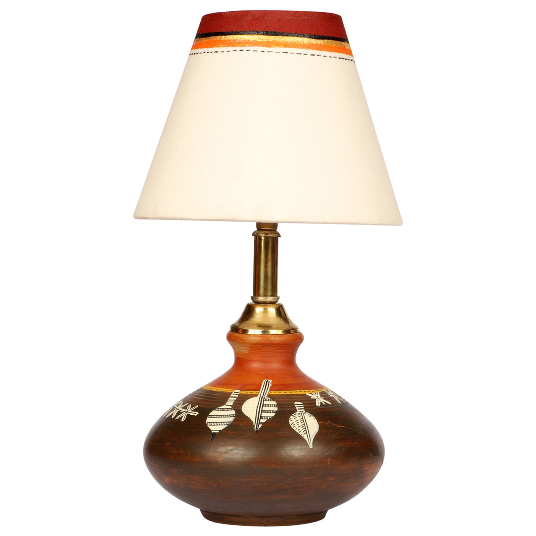 Table Lamp Earthen Handcrafted with White Shade (8x12")