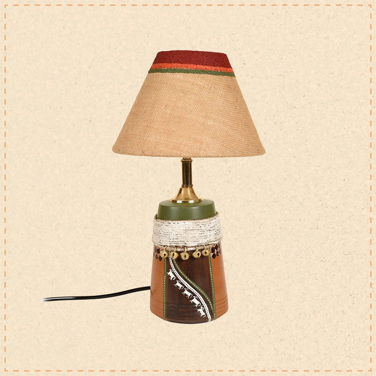 Hand Knitted Earthen Lamp with Jute Shade (16x4.5)