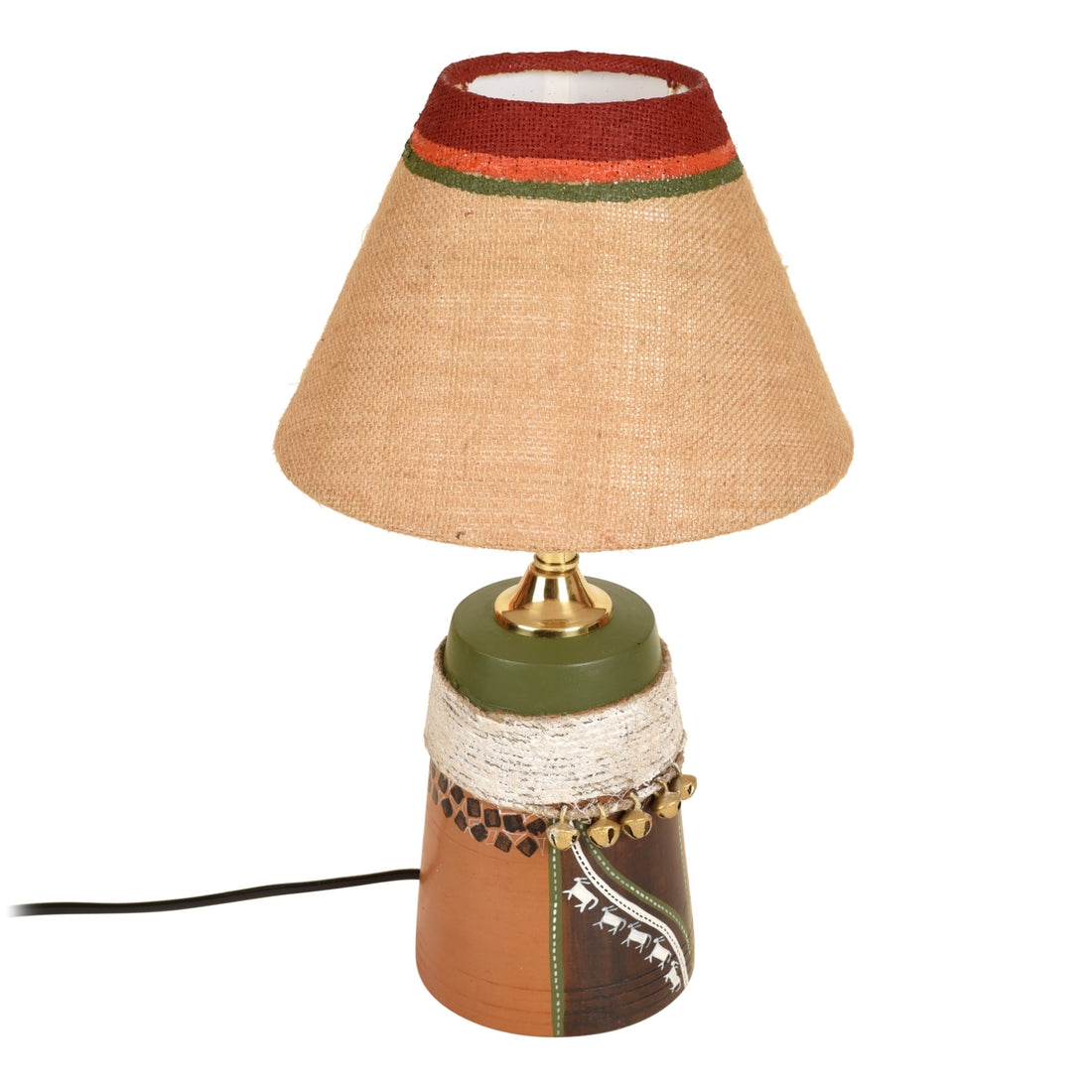 Hand Knitted Earthen Lamp with Jute Shade (16x4.5)