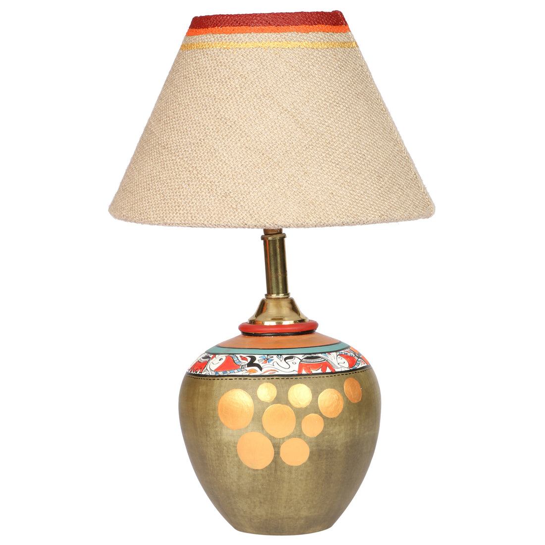 Table Lamp Earthen Handcrafted with Brown Shade (8.1x13)