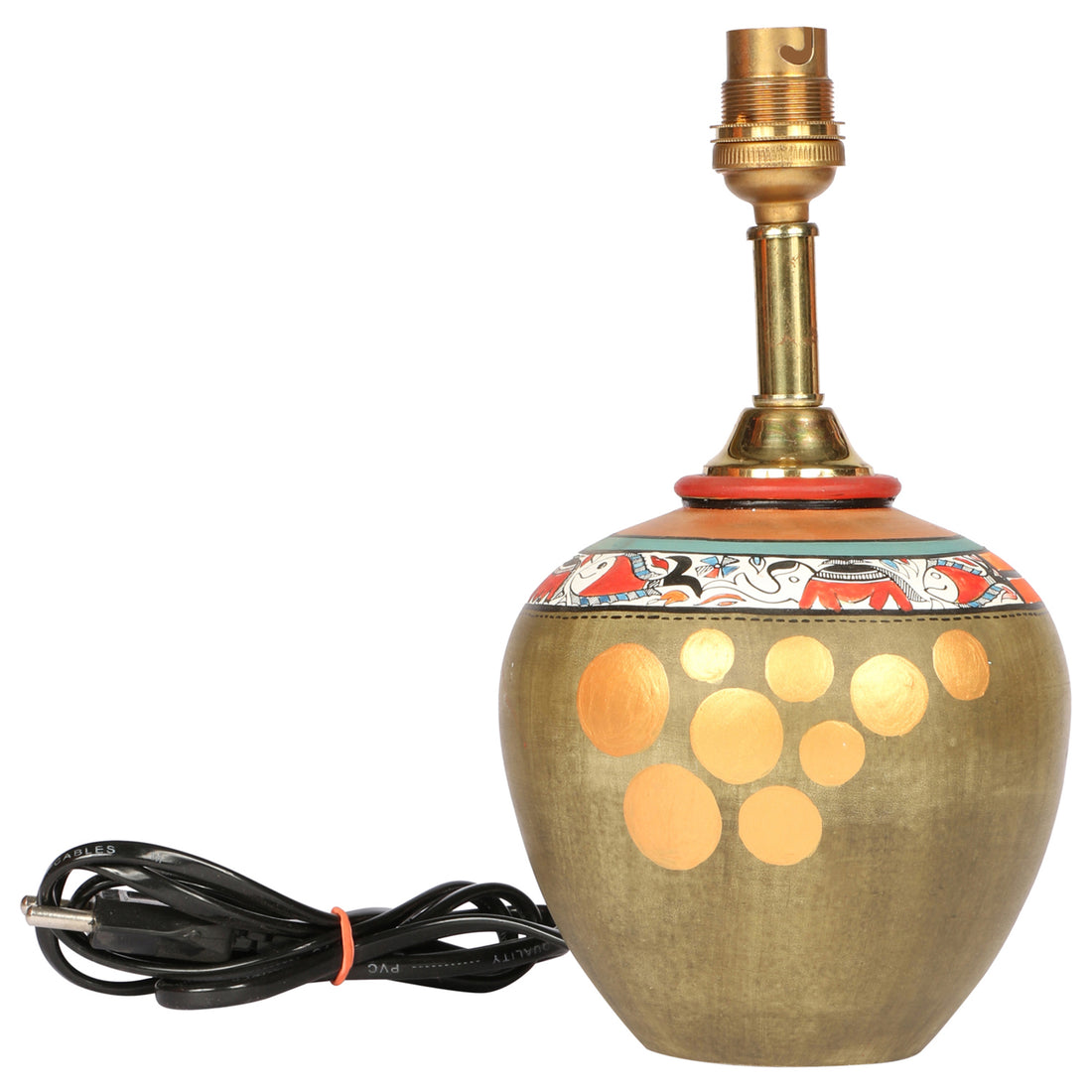 Table Lamp Earthen Handcrafted with Brown Shade (8.1x13)