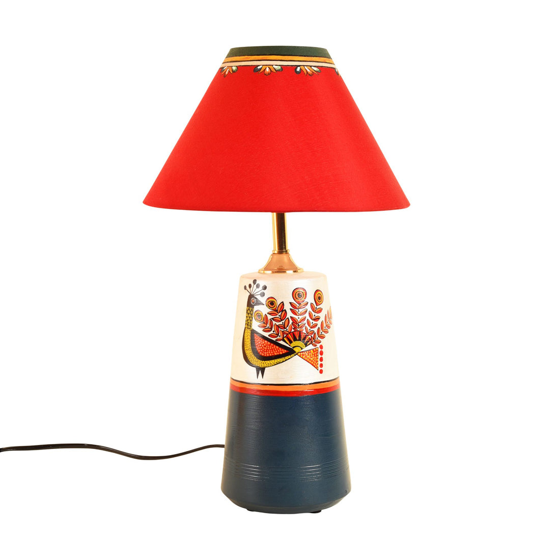 Dancing Peacock Pyramid Table Lamp