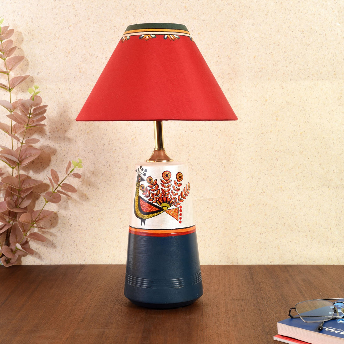 Dancing Peacock Pyramid Table Lamp