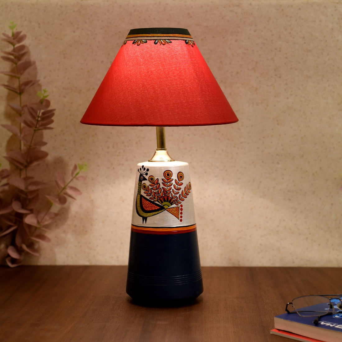 Dancing Peacock Pyramid Table Lamp