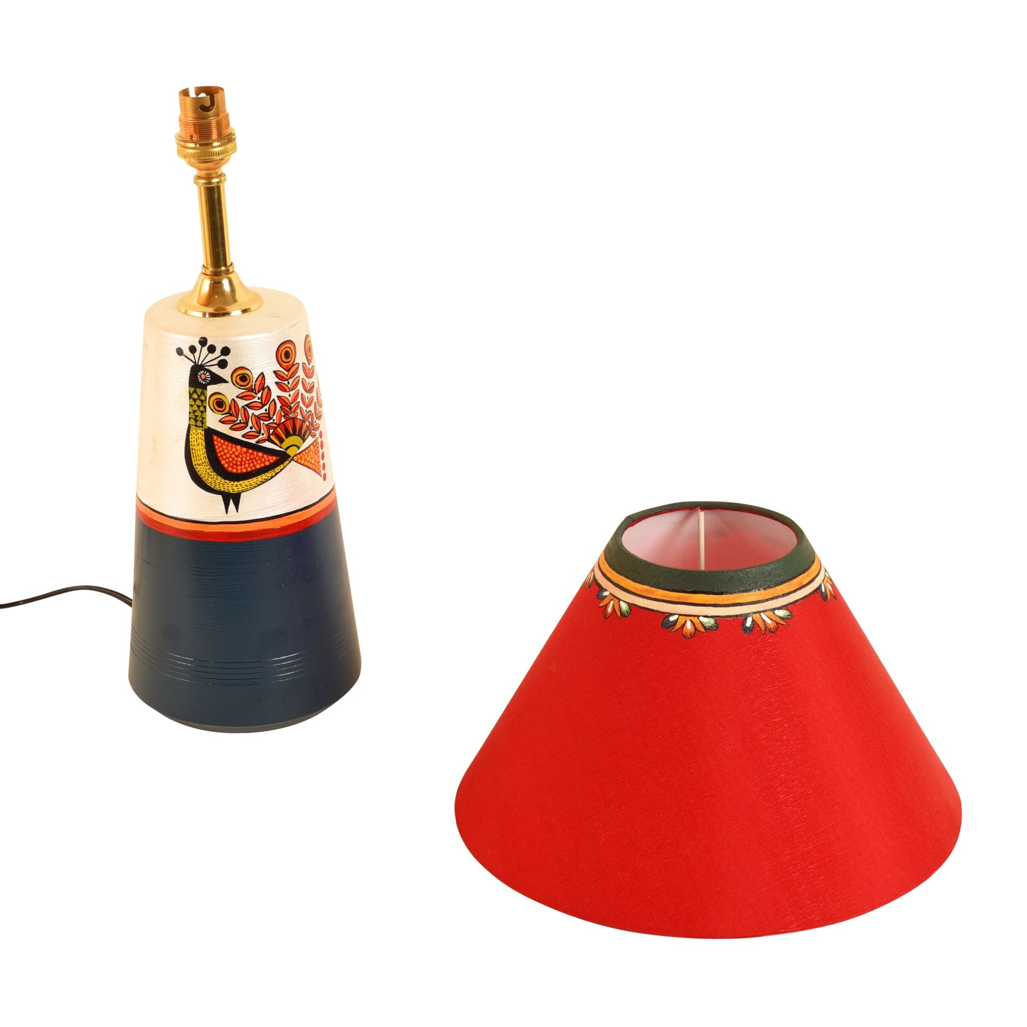 Dancing Peacock Pyramid Table Lamp