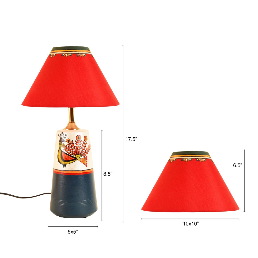 Dancing Peacock Pyramid Table Lamp