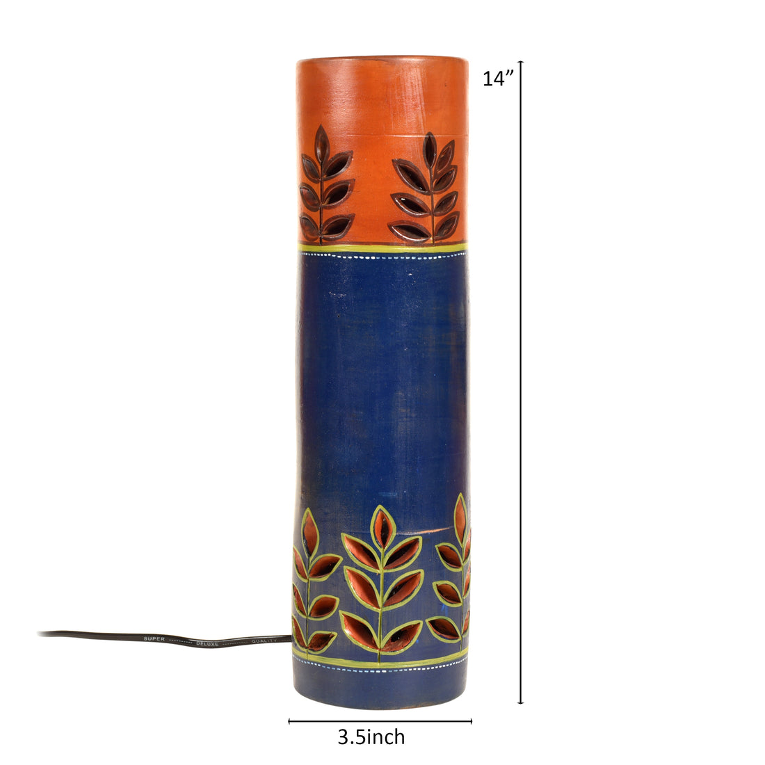 Handpainted Midnight Blue Earthen Lamp (3.5x14)