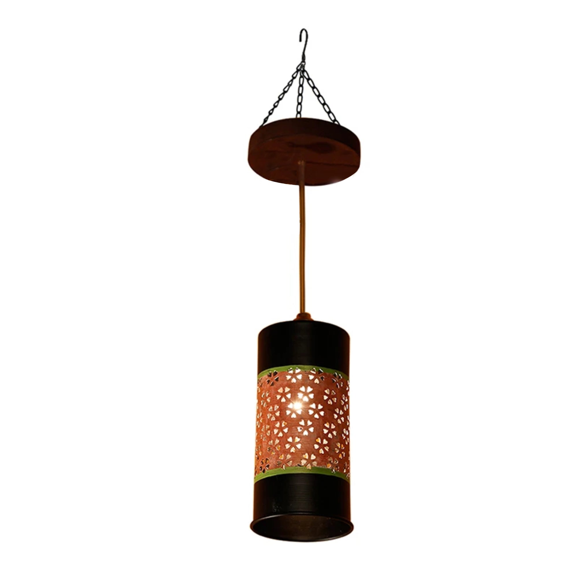 Celo-1 Cylindrical Metal Pendant Lamp In Orange