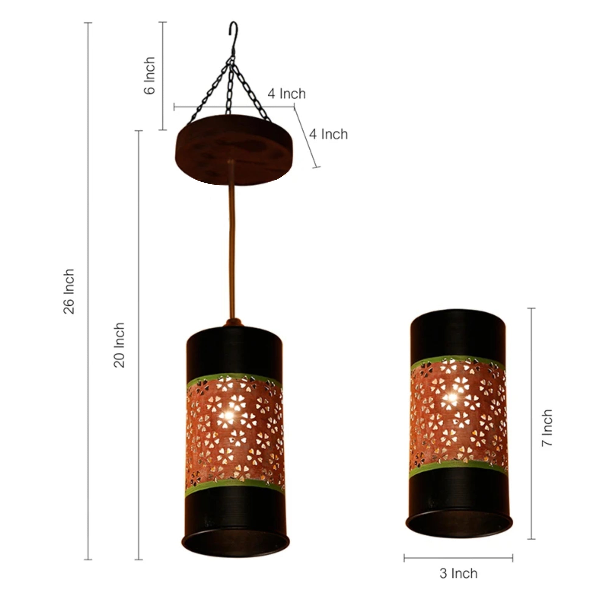 Celo-1 Cylindrical Metal Pendant Lamp In Orange
