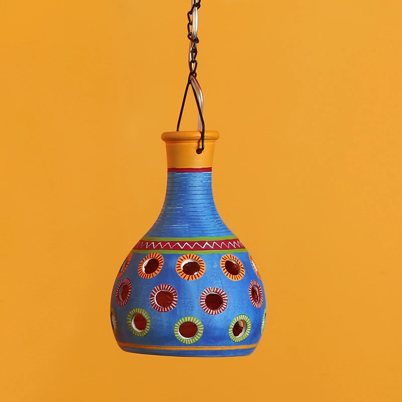 Ruso-C Terracotta Pendant Lamp In Azure Blue