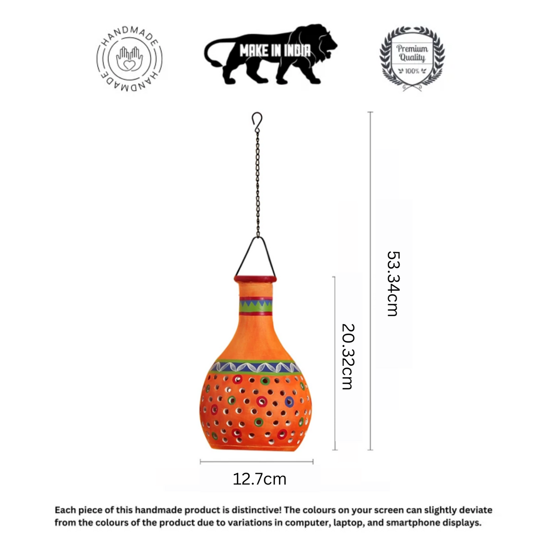 Ruso-E Terracotta Pendant Lamp in Gilded Orange