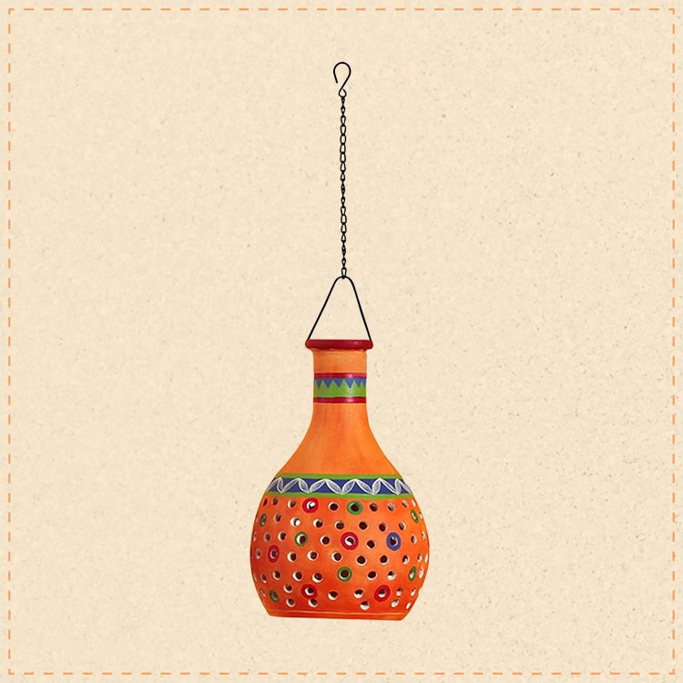Ruso-E Terracotta Pendant Lamp in Gilded Orange