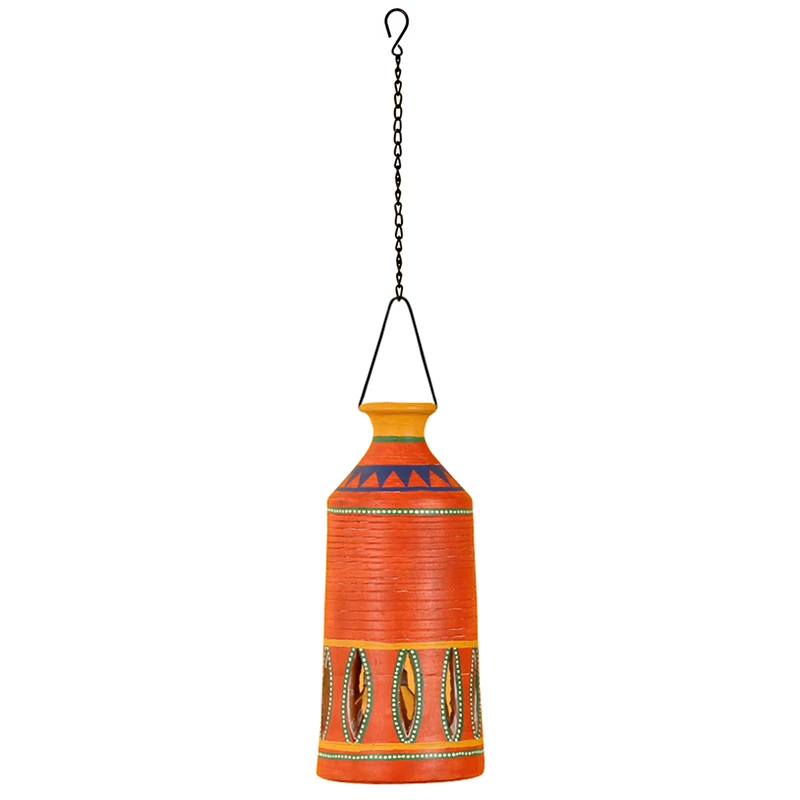 Roma-A Terracotta Pendant Lamp In Gilded Orange