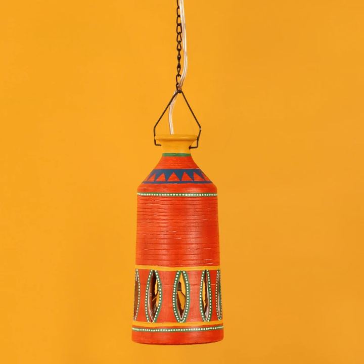 Roma-A Terracotta Pendant Lamp In Gilded Orange