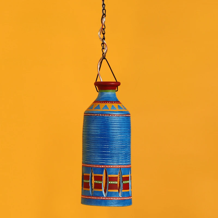 Roma-C Terracotta Pendant Lamp In Azure Blue