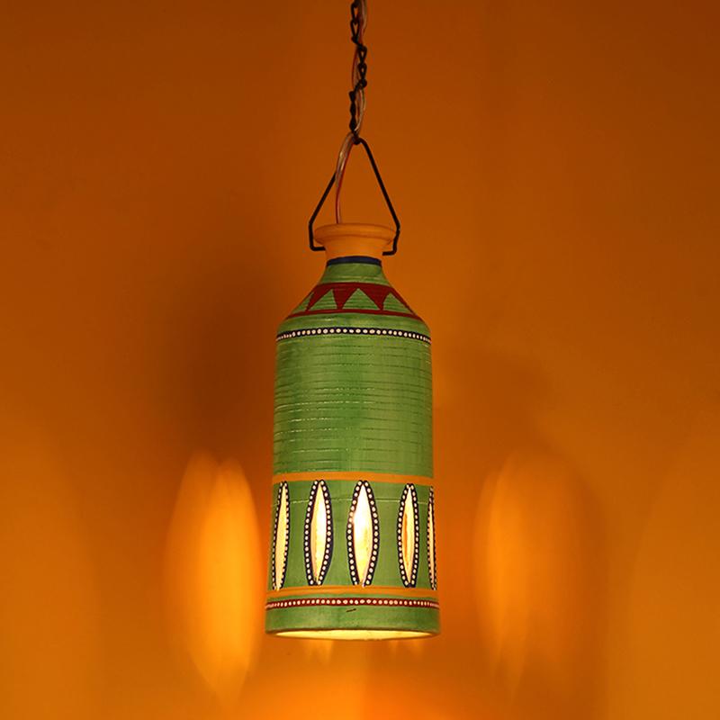 Roma-D Terracotta Pendant Lamp In Lemon Green