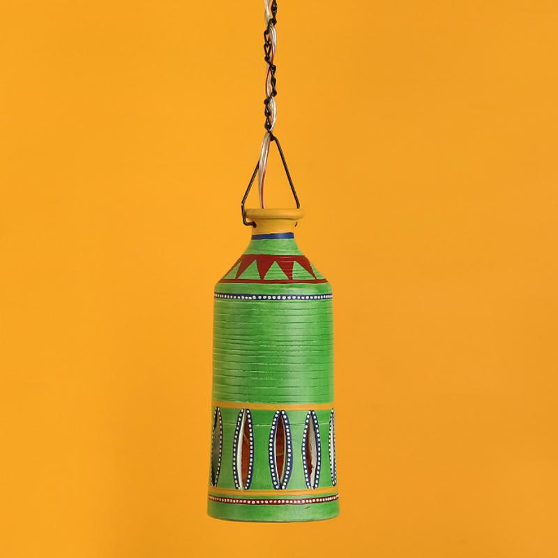 Roma-D Terracotta Pendant Lamp In Lemon Green