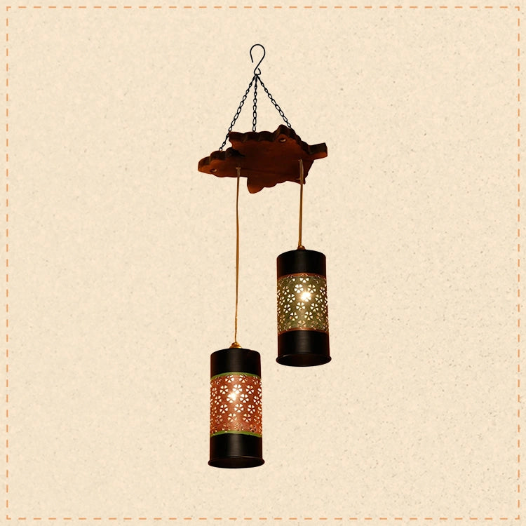 Celo-2 Chandelier With Cylindrical Metal Hanging Lamps (2 Shades)