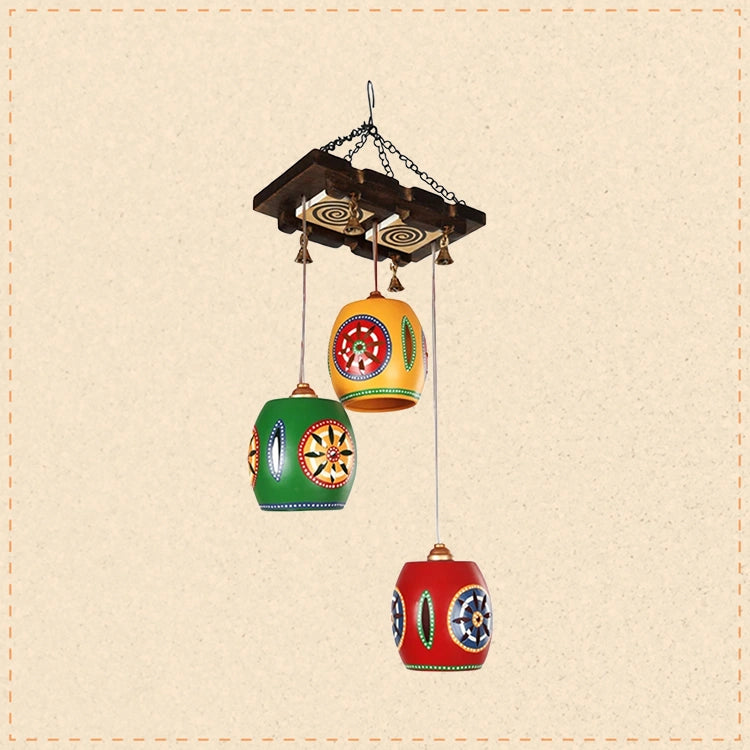 Cona-3 Chandelier With Berral Shaped Metal Hanging Lamps (3 Shades)