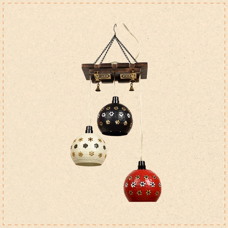 Star-3 Chandelier with Dome Shaped Metal Hanging Lamps (3 Shades)