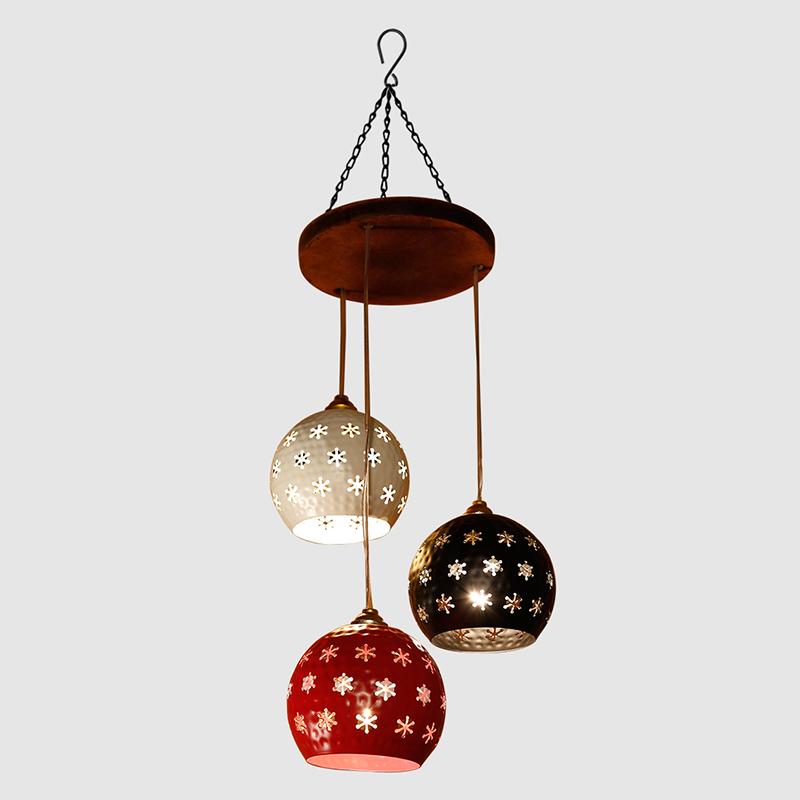 Star-3 Chandelier with Dome Shaped Metal Hanging Lamps (3 Shades)