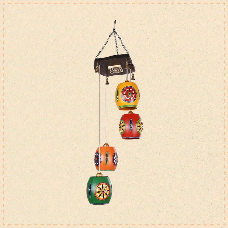 Cona-4 Chandelier With Barrel Shaped Metal Hanging Lamps (4 Shades)