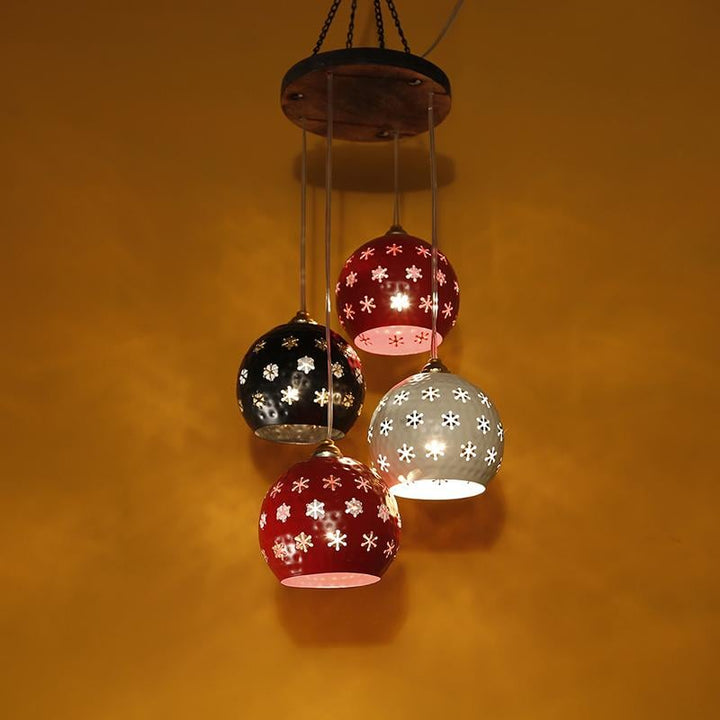 Star-4 Chandelier With Dome Shaped Metal Hanging Lamps (4 Shades)