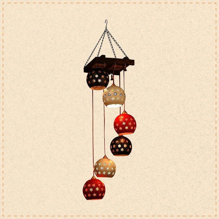 Star-6A Chandelier With Dome Shaped Metal Hanging Lamps (6 Shades)