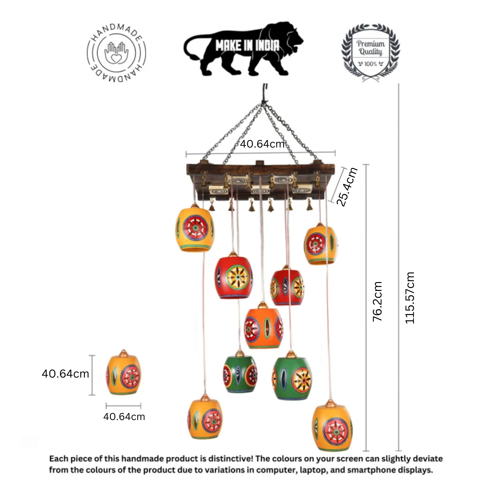 Cona-10 Chandelier With Barrel Shaped Metal Hanging Lamps (10 Shades)