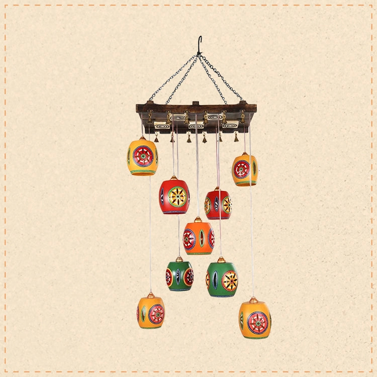 Cona-10 Chandelier With Barrel Shaped Metal Hanging Lamps (10 Shades)