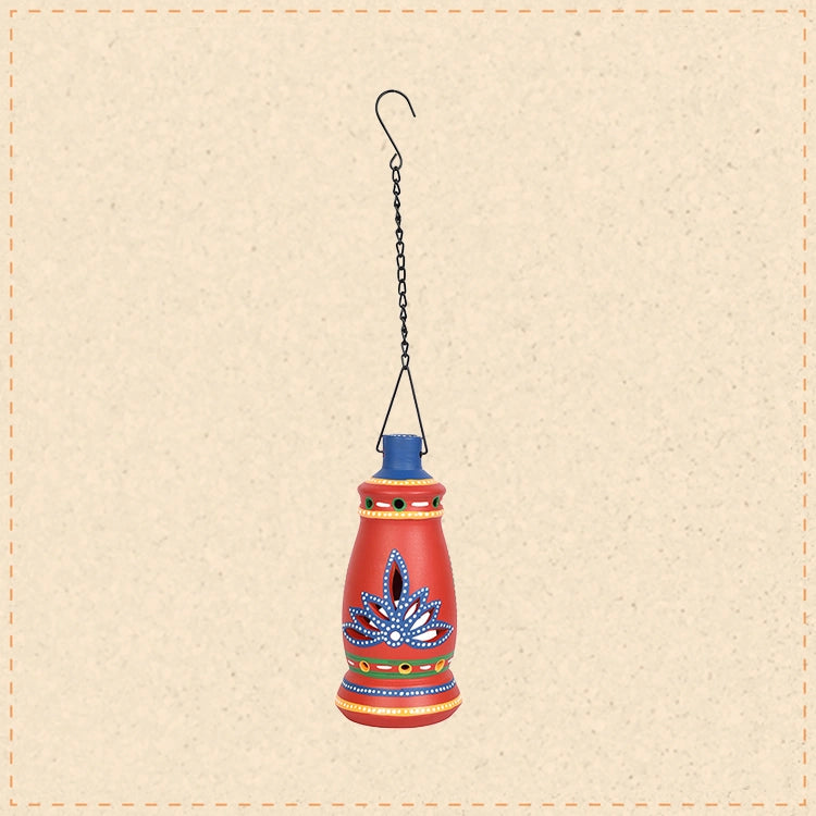 Terracotta Red Handpainted Hanging Tea light