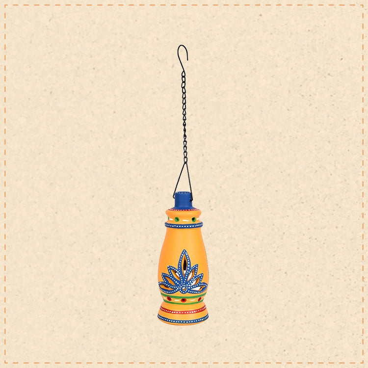 Terracotta Yellow Handpainted Hanging Tea light
