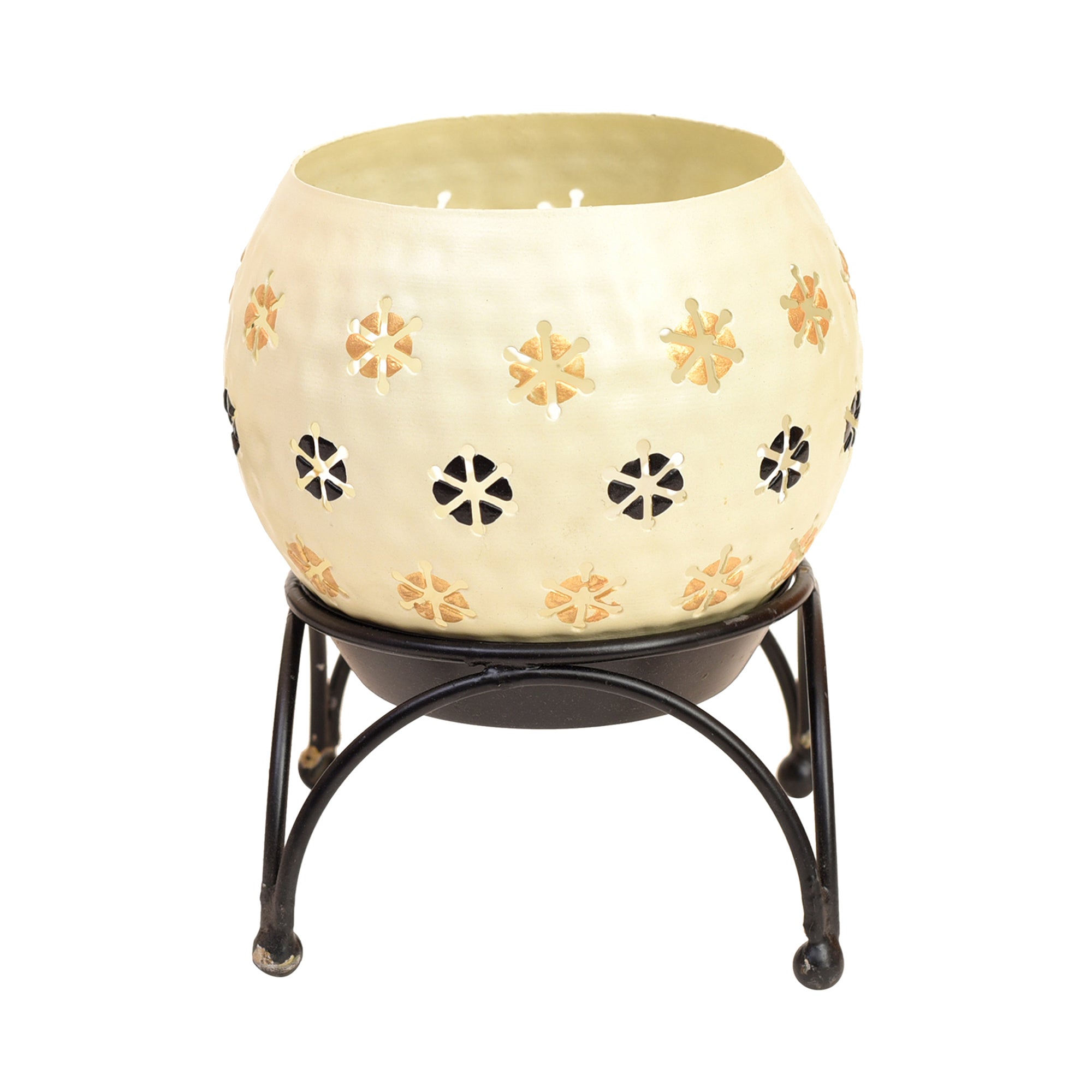 Tealight White Polka Style with Metal Stand
